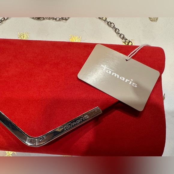 Tamaris Clutch, Red, feels like suede. NWT. - Picture 12 of 14